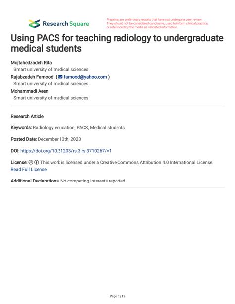 Using PACS for teaching radiology to undergraduate medical .